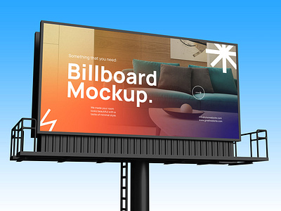 Minimal Billboard Mockup ads advertisement banner billboard branding business marketing minimal mockup outdoor product promotion realistic sign board signage sky street