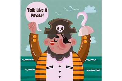Pirate Captain Background Illustration background captain character costume flag illustration pirate ship skeleton skull treasure vector
