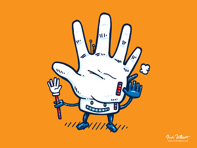 High Five Robot happy high five high fiving illustration orange robot white glove