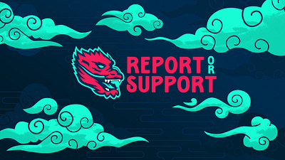 Report or Support Logo Design branding design dragon illustration illustrator japanese dragon logo mascot mascot logo photoshop typography vector