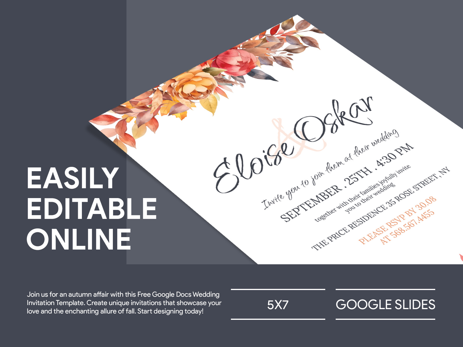 Autumn Wedding Invitation Free Google Docs Template by Free Google Docs