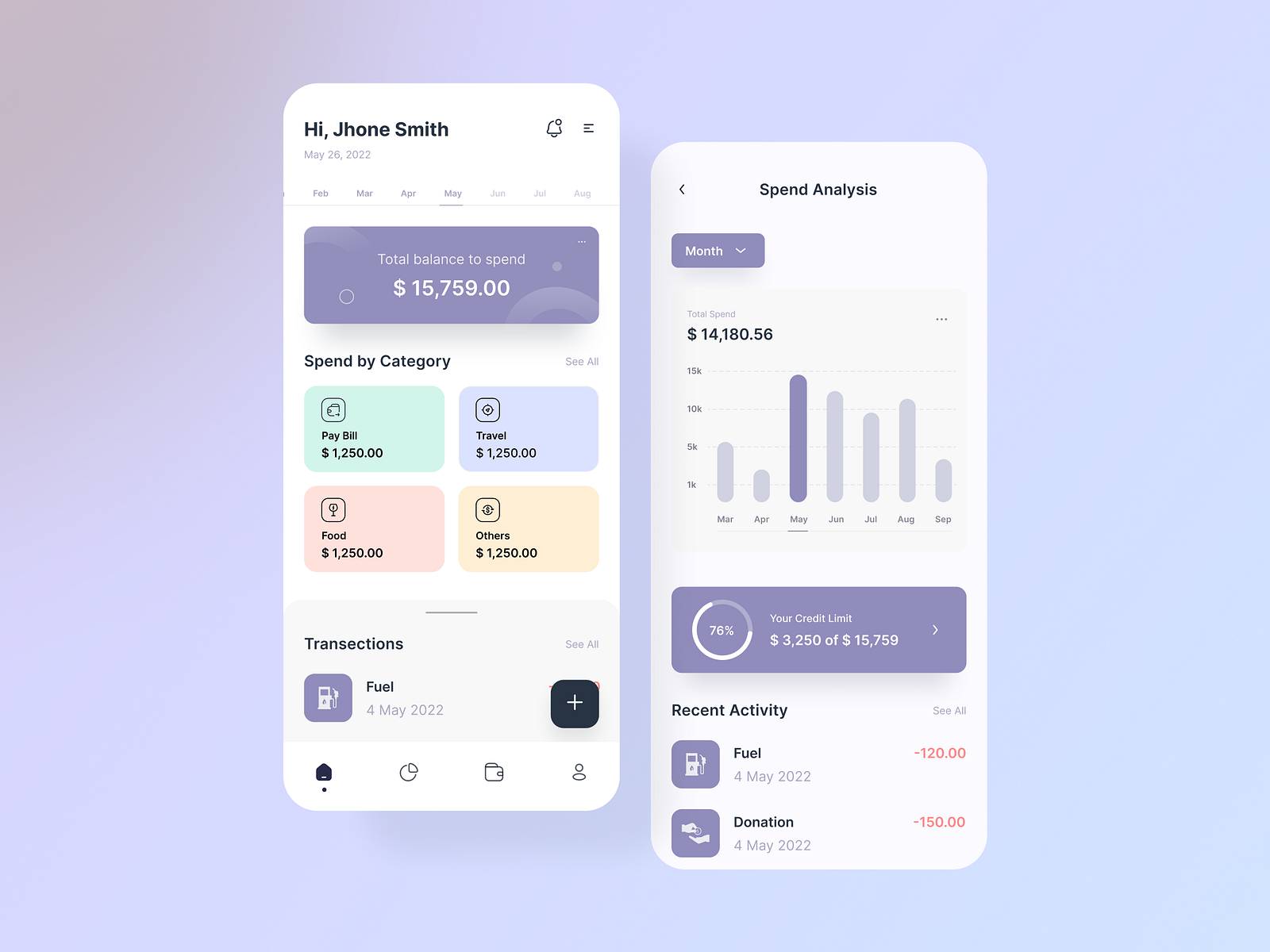 Fintech app UI by Md Hasanul Banna on Dribbble