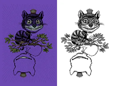 We’re all crazy here. alicesadventuresinwonderland cheshirecat illustration lovewhatyoudo playingcards