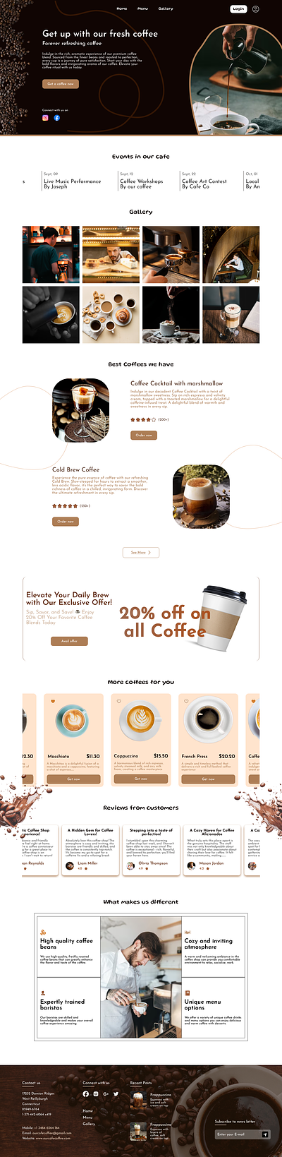 Coffee café website design cafe website coffee shop design food website ui ux website design