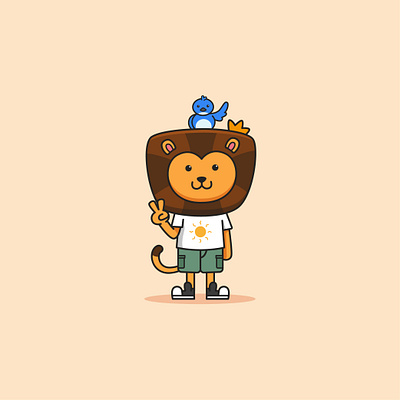 Cute Lion animal branding cartoon cute design funny illustration logo