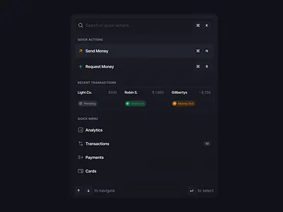 CMD+K Search app clean cmd k dark mode dashboard design light mode modern npw quick actions quick search saas saas app search search bar search menu search suggestions shortcut ui ux