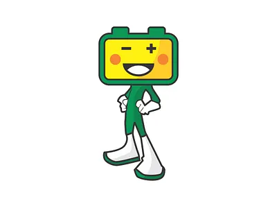 FUNNY BATTERY animation battery icon branding design flat graphic design illustration logo mascot typography ui ux vector