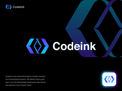 Codeink Logo abstract app logo arrows blockchain branding c logo code coder coding fintech graphic design link logo logo design logo designer modern logo saas softwere tech technology