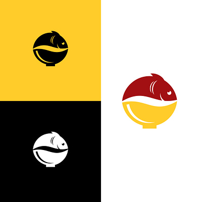 FISH BOWL bowl branding design fish flat food graphic design illustration logo typography vector