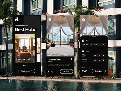 Hotel Booking App 3d animation app branding dashboard design figma graphic design illustration logo mobile app motion graphics ui uiux
