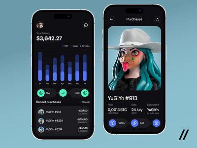 Crypto & NFT Wallet Mobile iOS App android animation app design app interaction crypto cryptocurrency design exchange interaction interface ios mobile mobile app mobile ui motion nft transactions ui ux wallet
