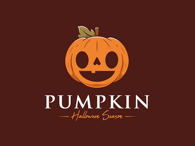 Happy Halloween Pumpkin Logo Template autumn brand identity branding creative design cute food halloween happy illustrative logotype jack o lantern logo logo design logo template october pumpkin punpkin spice latte smile stock logo trick or treat vector