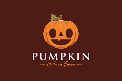 Happy Halloween Pumpkin Logo Template autumn brand identity branding creative design cute food halloween happy illustrative logotype jack o lantern logo logo design logo template october pumpkin punpkin spice latte smile stock logo trick or treat vector