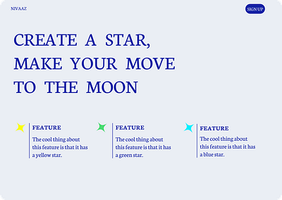 Landing page header design based on the Gen-z star. blue branding bright design figma gen z graphic design landing page star ui website