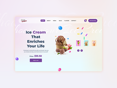Ice Cream Website Design. animation banner branding design graphic design ice cream illustration logo typography ui ux vector