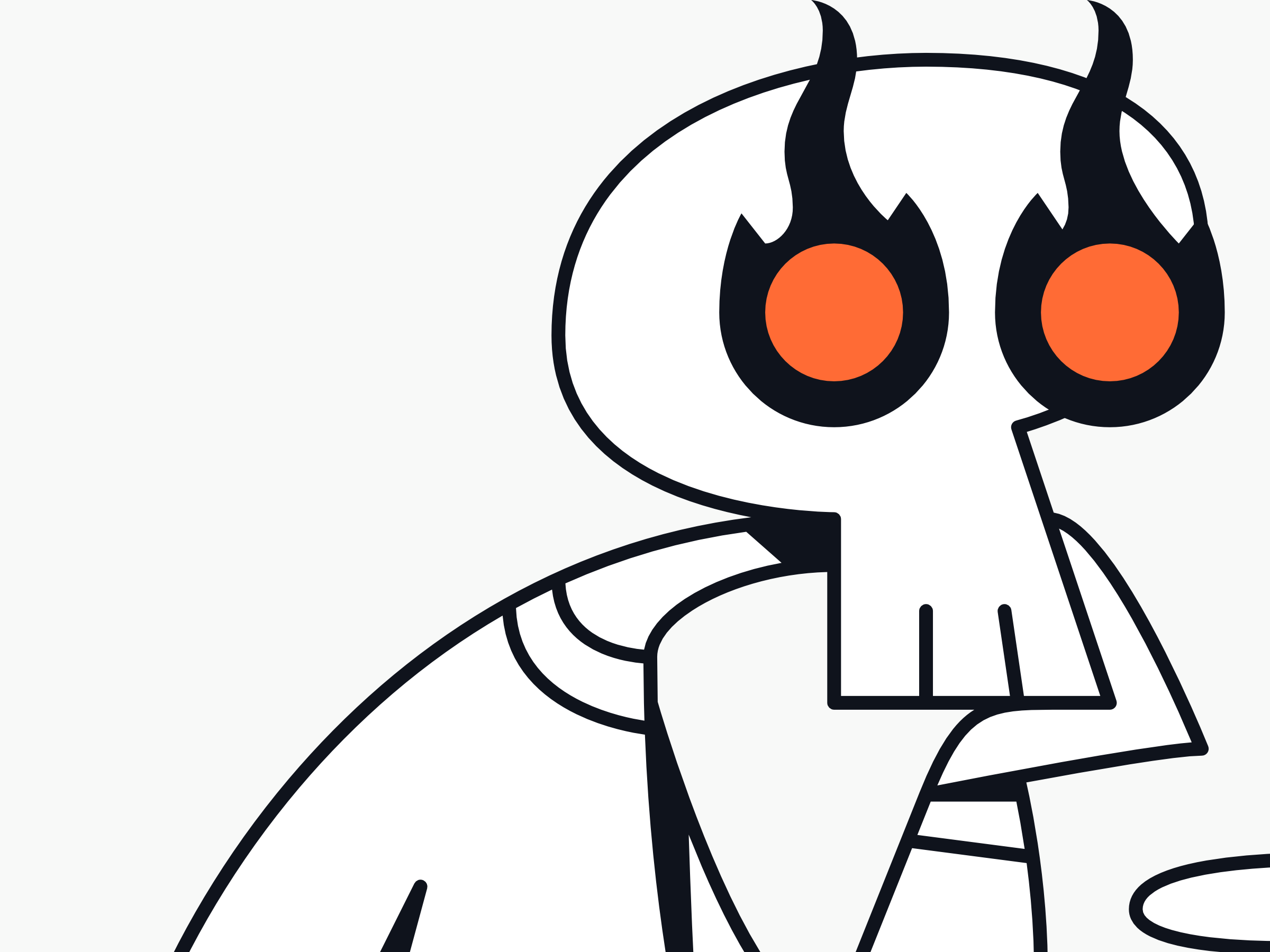 Logo of a skeleton sitting by the fire and frying tasty treats