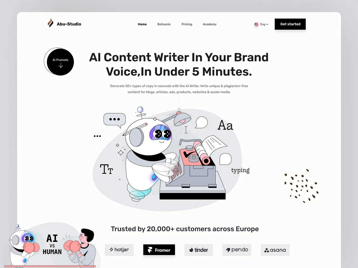 Innovative Content Creator Website Design for AI Writing Tools