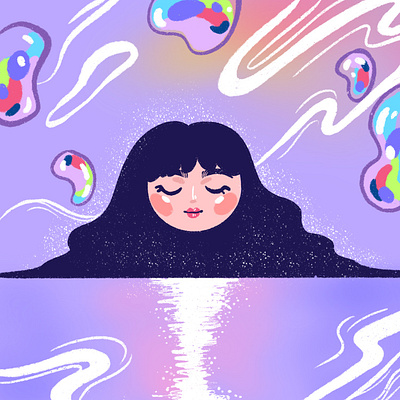 Feel Calm and Piece art bubble color design eyes girlsart illustration nose purple