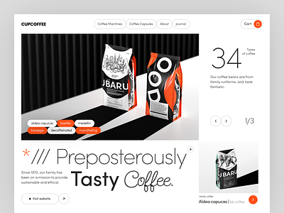 cupCoffee - E-commerce Website cart coffee e commerce ecommerce homepage landing page online store product shop shopify store web website website design