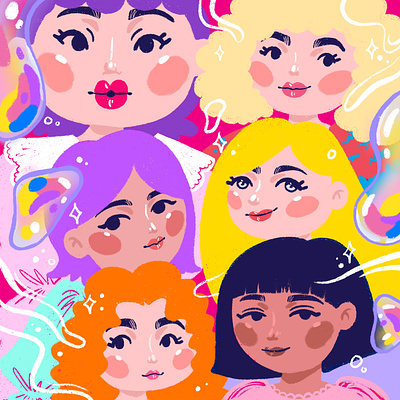 We are all Pretty art bubble color colorful design eyes girls girlsart illustration mouth nose pretty