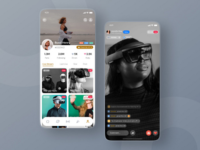 Live Streaming app ui design friends gaming gumroad live profile streamer streaming ui kit video call