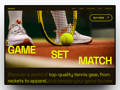 Raquet - Tennis Equipment Store branding design equipment graphic design illustration landing page online store sports store tennis ui web design