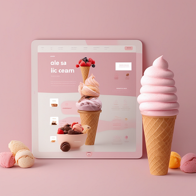 I Scream for Ice Cream ai artificial intelligence asthetic pink design cinematic creative design cute fun design ice cream landing page pink ui unique design ux website