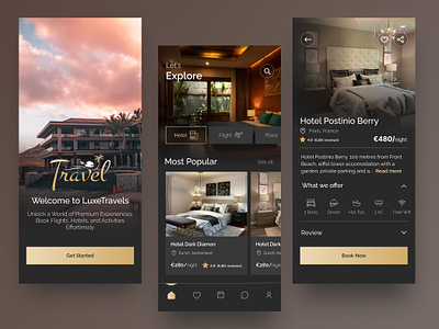 Luxury travel mobile app design app design app travel booking app booking app design dark themed app dark themed app esign dark ui hotel booking app mobile app mobile app design mobile app ui design mobile travel app mobile travel app design mobile ui mobile ui travel app premium travel app travel app travel app design travel app mobile design ui design