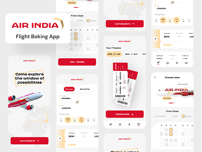 Flight Booking App - Air India air india app app design booking clean ui dailyui flight flight booking minimal ui mobile app modern simple ui design user interface