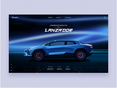 Lamborghini Lanzador branding car concept design eco friendly electic ev futuristic graphic design lamborghini landing page luxury super car ui ux web