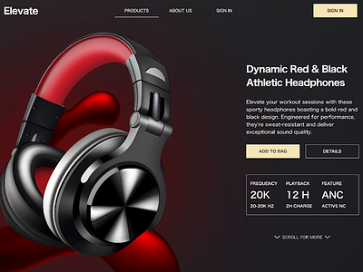 Product Focused UI Website Design branding design e commerce headphones illustration landingpage product ui ux website