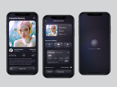 NFT Checkout ai app design checkout crypto dark app dark mobile graphic design mobile app mobile design nft nft checkout ui user experience ux ui