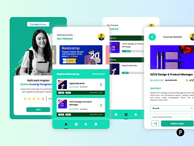 Harisenin Concept App - UI Design application course app design figma graphic design illustration learning learning app ui ui design
