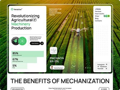 Agriculture AI Automation WebApp agriculture startup agristartup agro tech ai agriculture ai automation ai startup artificial intelligence business automation clean design computer vision crops drone fertilizing factory website machinery mechanization planting production ui ux webapp webdesign