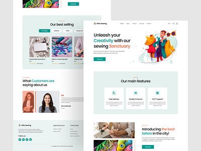 Elite Sewing-Services Website Design e commerce ecommerce website landingpage design minimal product product design sewing product website sewing products sewing service sewing tools website ui ui design ux ux design website website design
