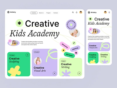 Kids Academy Concept UI academy child education children courses edtech education education platform home school kids elearning landing page learning platform lessons online class onlinecourse onlinelearning school study teaching ui ux webdesign