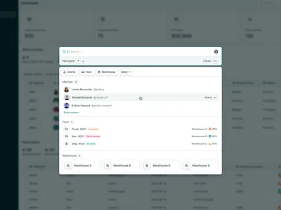 Quick search - Shipment Management Admin Dashboard Saas Webapp app design cargo dashboard delivery illustration logistics modal pop up product design quick find quick search saas search shipment shipping ui component ui design uiux ux design webapp