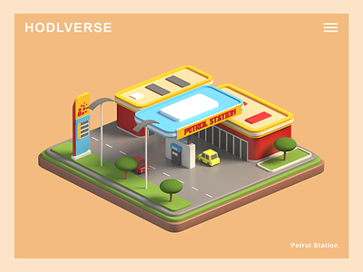 HODLVERSE - Petrol station 3d animation branding game graphic design illustration isometric landing page lowpoly marketing motion graphics nft render unity video web design