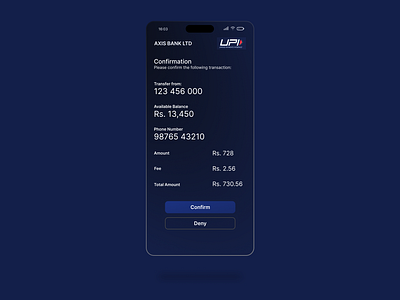 Transaction Confirmation Screen UI Design clean ui dark mode ui figma glassmorphism minimal design minimal ui mobile app transaction screen ui typography ui upi app ux