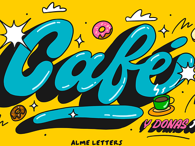 Café y Donas branding cafe coffee design donas donuts illustration ilustracion lettering postcard procreate type typography