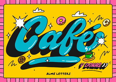 Café y Donas branding cafe coffee design donas donuts illustration ilustracion lettering postcard procreate type typography