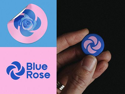 Blue Rose abstract logo branding charity flower logo logo rose