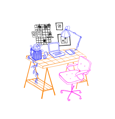 Work table set illustration procreate