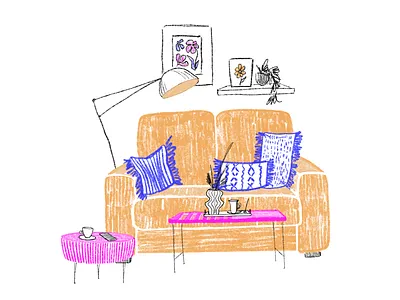 Living room set illustration procreate