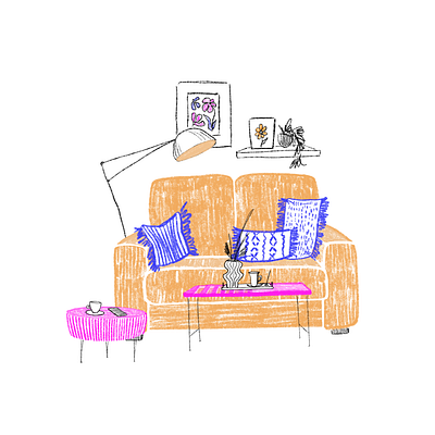 Living room set illustration procreate