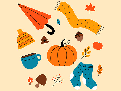 Free Vector Fall Elements autumn fall fall vector free illustration freebie illustration pumpkin vector illustration