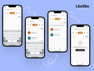LiteSite: Contact Search avatar clean client contact contacts crm design empty empty state emptystate keyboard list minimal search searching ui user ux web app webdesign