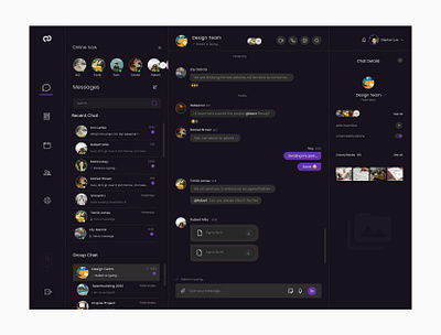 Chat Dashboard UI app app design chat concept darkmode dashboard dribble figma group chat input interface message templates ui visual design webdesign