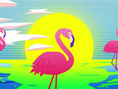 Louis the Child - Visuals (2018). 2d animate animation design flamingo gif gifs illustration motion music musicvideo summer vaporwave vector visuals