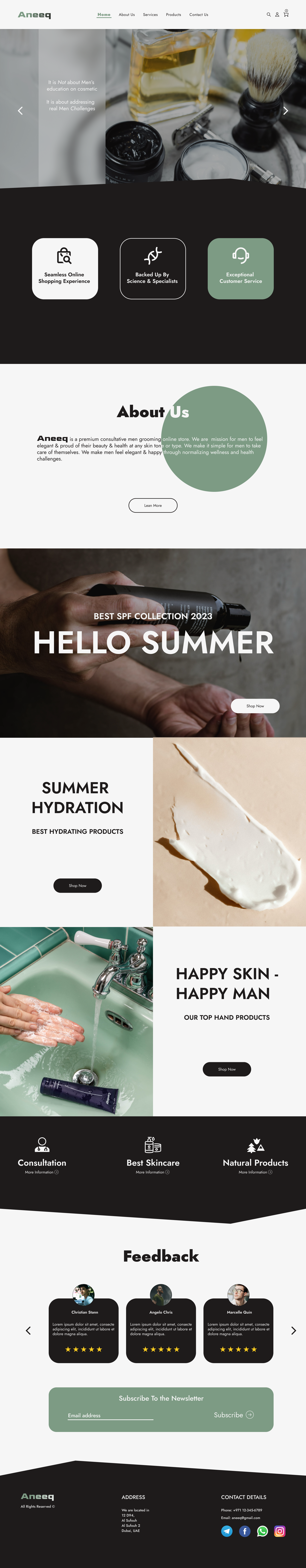 Aneeqmen Landing page app branding cosmetics design graphic design illustration landing men ui ux